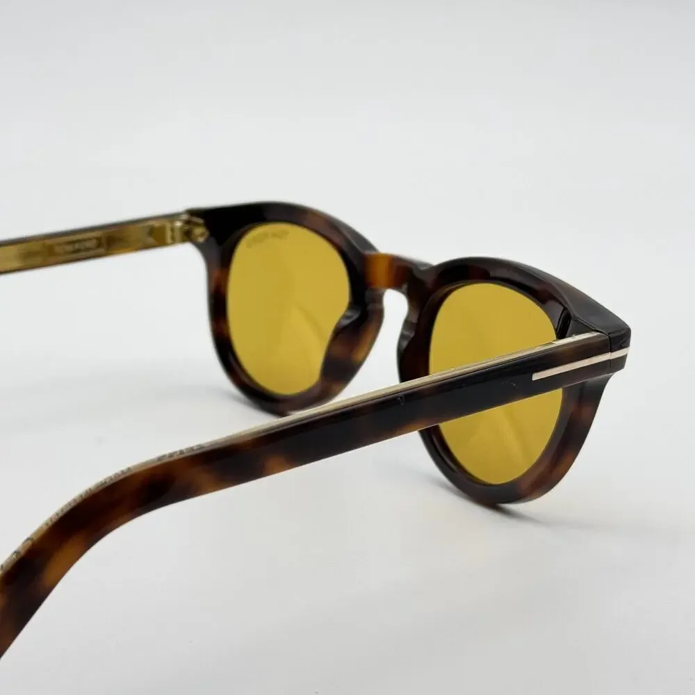 Tom Ford Sunglasses TF1325 53E Icon Collection Tortoise Round Pantos Amber Lens